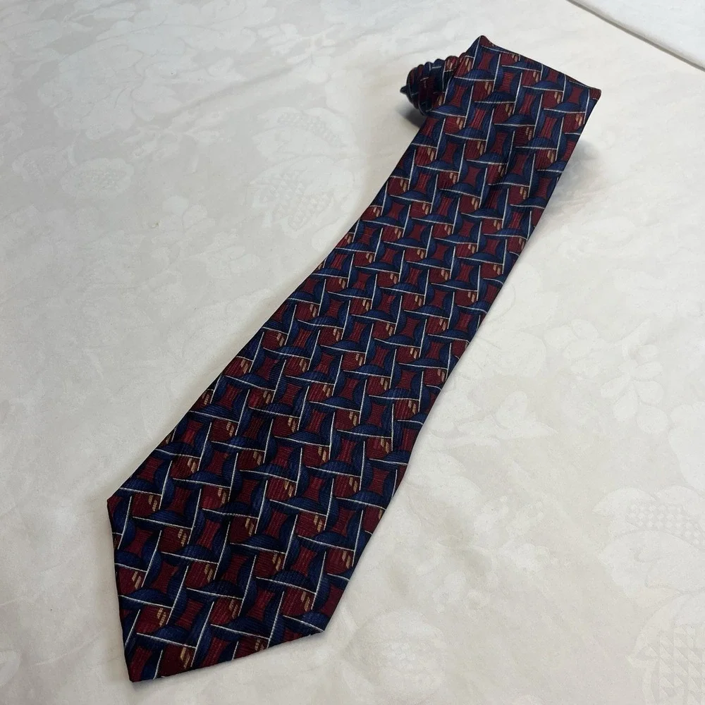 Bill Blass Vintage‎ Silk Geometric Patterned Neck Tie - 56